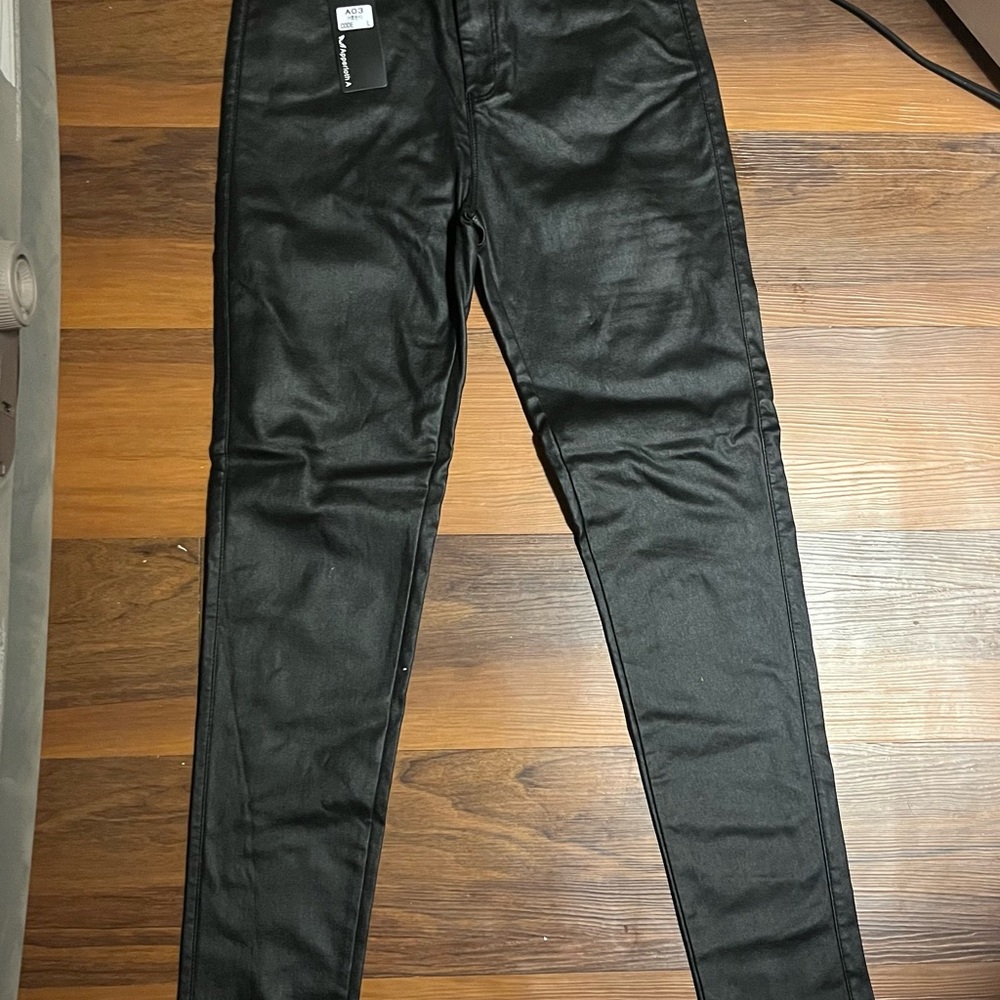 Kids Black Leather Pants
